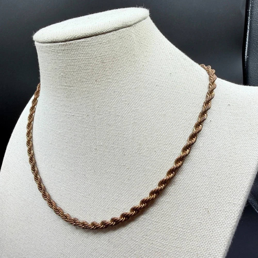 Copper Tone Rope Chain Necklace Twisted Statement Layering Minimalist Jewelry